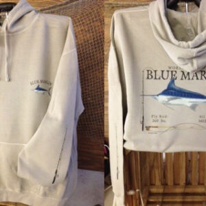 sweatshirt with blue marlin design