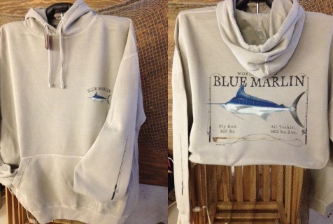 sweatshirt with blue marlin design