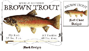 Mens fish tshirt brown trout back design