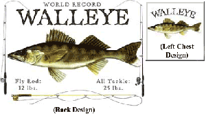 Mens fish tshirt walleye printed back design