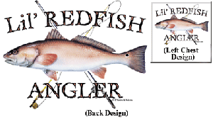 The fishing apparel red fish chest t shirt design